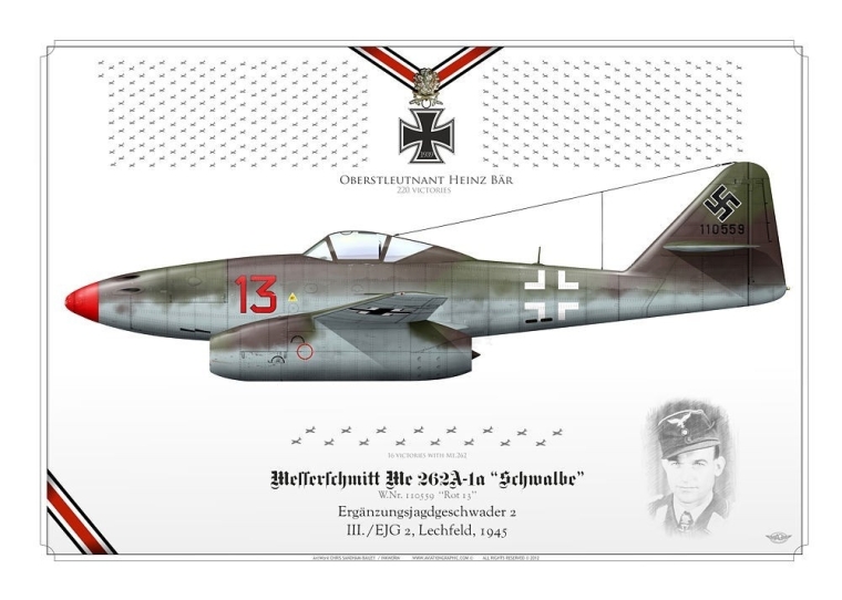 Me 262A “Schwalbe” “Red 13” Heinz Bär IK-179