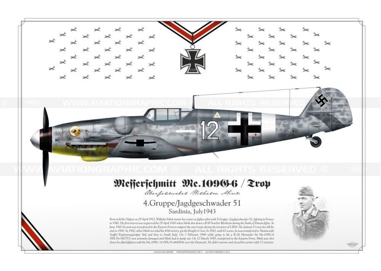 Me.109G-6 "white 12" Mink Luftwaffe JP-599