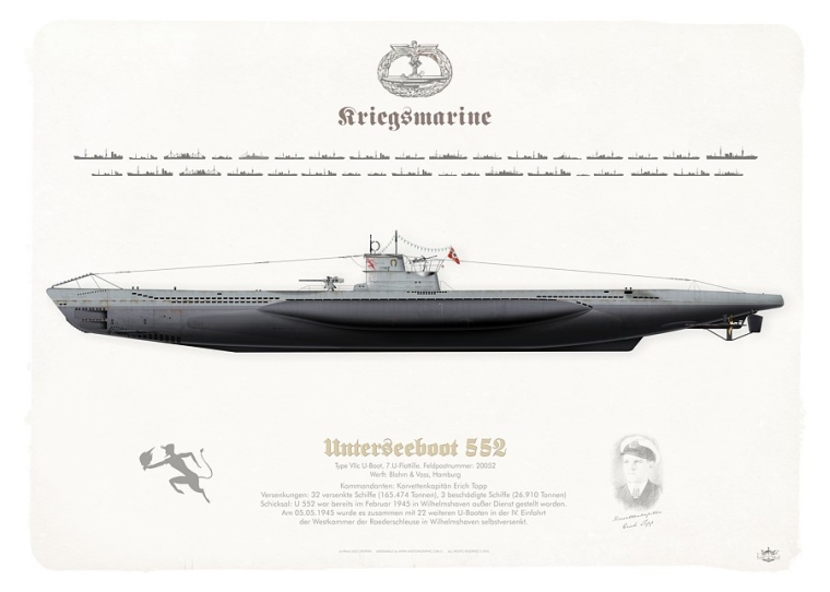 U-Boot U-552 Type VIIc Kriegsmarine JP-2762P